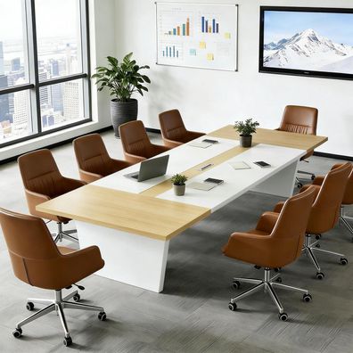 Zrbddef Konferenztisch Büro 200x120x74cm G1, Moderner Besprechungstisch mit 2,5