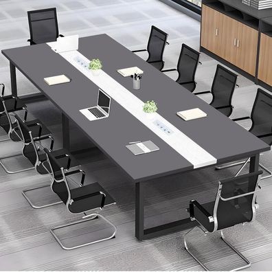 Konferenztisch mit Kabelmanagement, Großer Besprechungstisch Modern für Büro