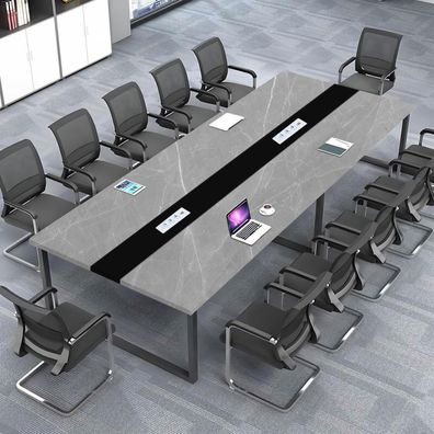 Konferenztisch mit Kabelmanagement, Großer Besprechungstisch Modern für Büro