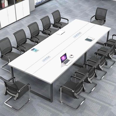 Konferenztisch 200x120cm mit Kabelmanagement, moderner Besprechungstisch für