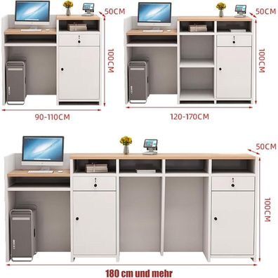 Kailodi Empfangstheke Rezeptionstheke Verkaufstresen aus Holz mit Stauraum