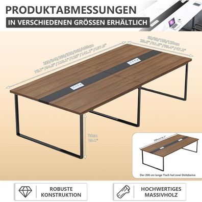 Konferenztisch G1 460x100x74cm mit Kabelmanagement und Kabeldurchführung