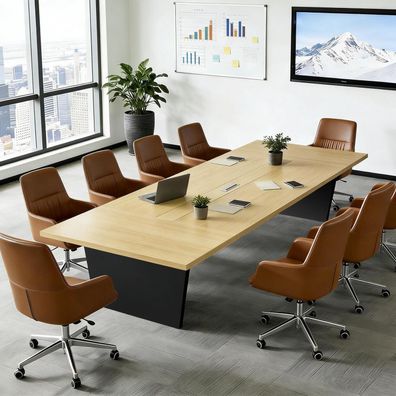Konferenztisch Büro 240x120x74cm - Moderner, stabiler Meetingtisch mit 2,5cm