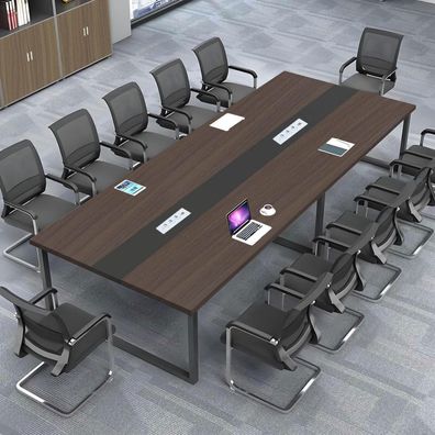 Konferenztisch 200x80cm mit Kabelmanagement und Kabeldurchführung für Büro und