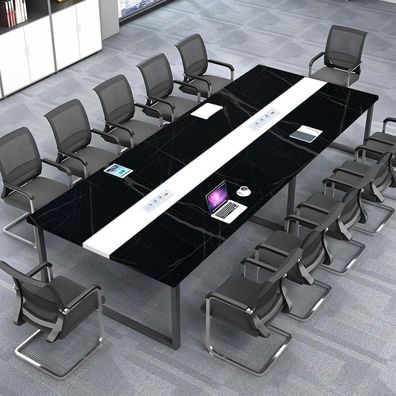 Konferenztisch mit Kabelmanagement, großer Besprechungstisch modern für Büro