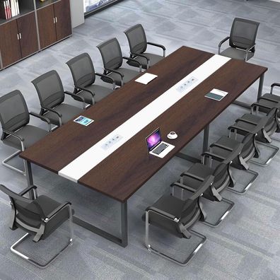 Konferenztisch mit Kabelmanagement, großer Besprechungstisch modern für Büro