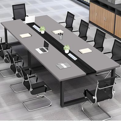 Konferenztisch mit Kabelmanagement, Großer Besprechungstisch Modern für Büro