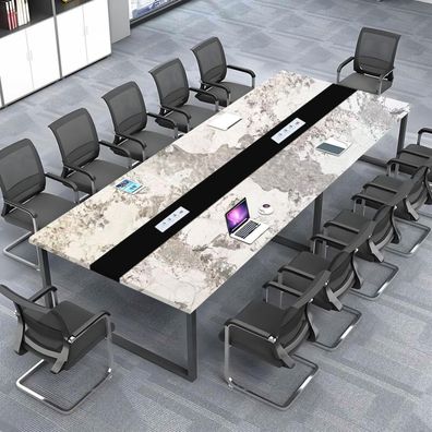 Konferenztisch 200x80cm mit Kabelmanagement und Kabeldurchführung für Büro und