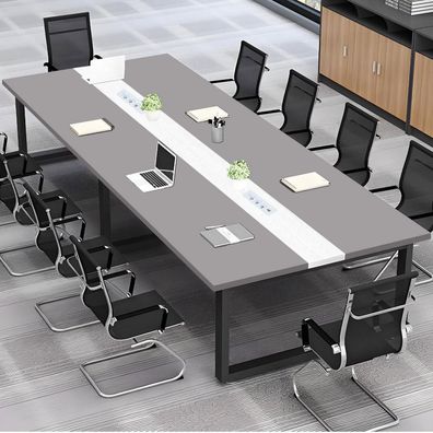 Konferenztisch mit Kabelmanagement, Großer Besprechungstisch Modern für Büro
