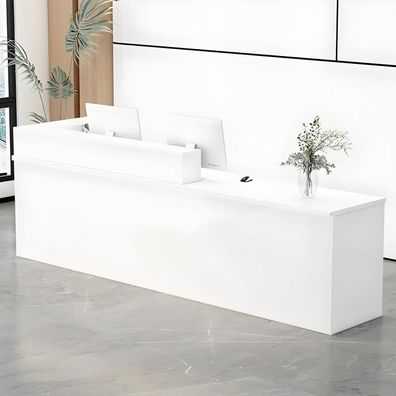 Moderne Empfangstheke mit Aufsatz für Büro, Salon, Boutique - 140x60x100cm Weiß