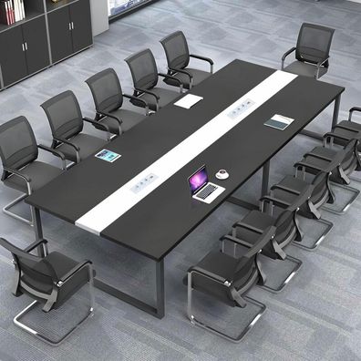 Konferenztisch mit Kabelmanagement, Großer Besprechungstisch Modern für Büro