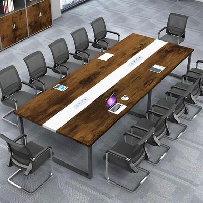 Konferenztisch mit Kabelmanagement, Großer Besprechungstisch Modern für Büro