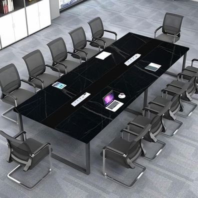 Konferenztisch mit Kabelmanagement, Großer Besprechungstisch Modern für Büro