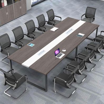 Konferenztisch mit Kabelmanagement, Großer Besprechungstisch Modern für Büro