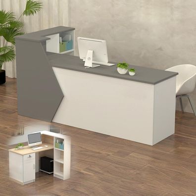 Kailodi Empfangstheke Rezeptionstheke Verkaufstresen aus Holz mit Stauraum