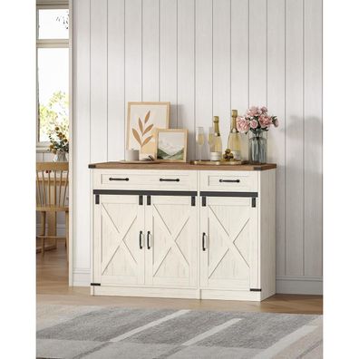 Hzuaneri Küchenschrank Sideboard mit 3 Türen und 2 Schubladen, Landhausstil
