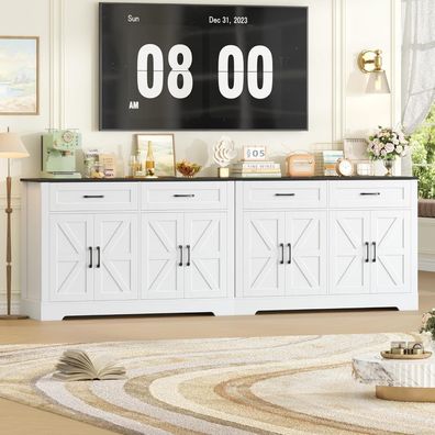 HOCSOK Sideboard Küchenbuffet mit Arbeitsplatten, 2 Schubladen und 4 Türen
