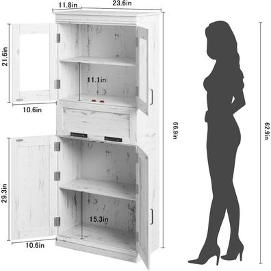 Opulenthome Badschrank Hochschrank, Freistehender Toilettenschrank mit 2