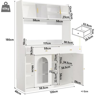 FammyLoft Küchenschrank mit 2 Schubladen, verstellbaren Ablagen und