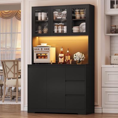 FirFurd Küchenschrank Buffetschrank mit LED und Steckdosenleiste, 180x100x38.5