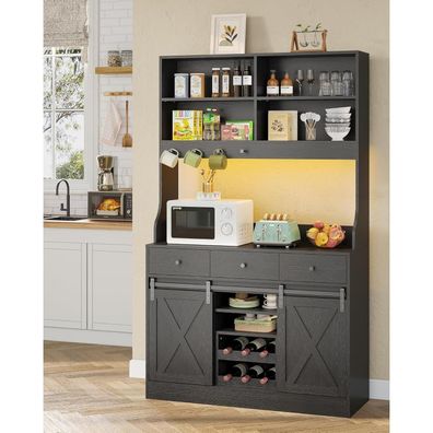 Kimenich Küchenschrank Sideboard mit LED, Steckdose, abnehmbarem Weinregal