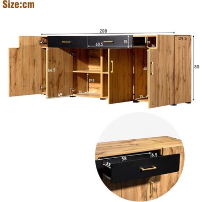 Oslghy Sideboard Buffetschrank Kommode Breit Küchenschrank mit Marmormuster