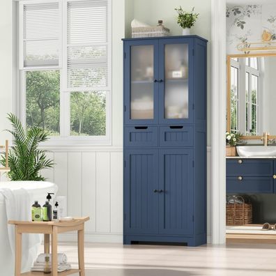 HOCSOK Hochschrank mit 4 Türen und 2 Schubladen, 170x60x30cm, Blau