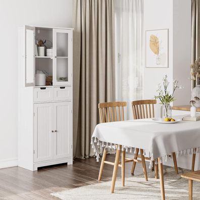 HOCSOK Hochschrank für Bad, Küche, Wohnzimmer, Büro - 170x60x30cm, Weiß