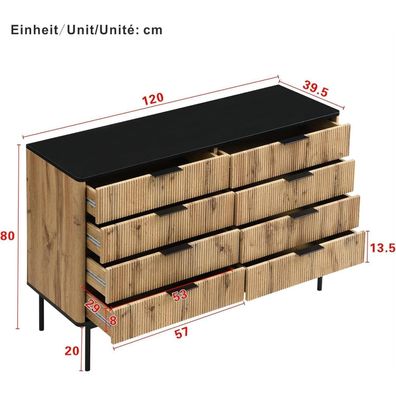FammyLoft Modernes Sideboard mit 8 Türen, Kommode für Wohnzimmer, Küche