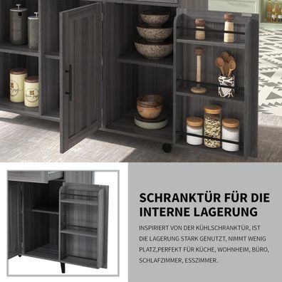 DRIXNO Kücheninsel freistehend mit klappbarer Arbeitsplatte, 5 Rollen, 2