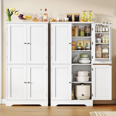 Teenfon 4-türiger Mehrzweckschrank & Buffetschrank, 130x60x30 cm, weiß