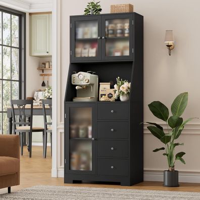 HOCSOK 163cm Küchenschrank Buffetschrank mit Arbeitsplatte, 3 Türen, 4