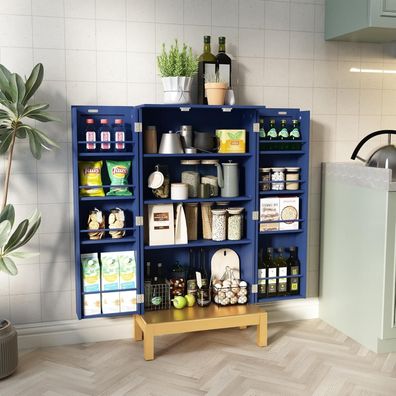 Holtico Mehrzweckschrank 114,4 cm Blau mit verstellbarem Regal für Küche, Bad