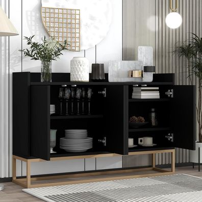 Bpkadhy Sideboard 120cm Breit, Küchenschrank mit Arbeitsplatte, 4 Türen
