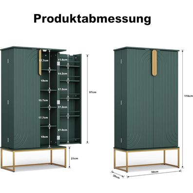 Holtico Mehrzweckschrank mit verstellbarem Regal, freistehend für Küche, Bad