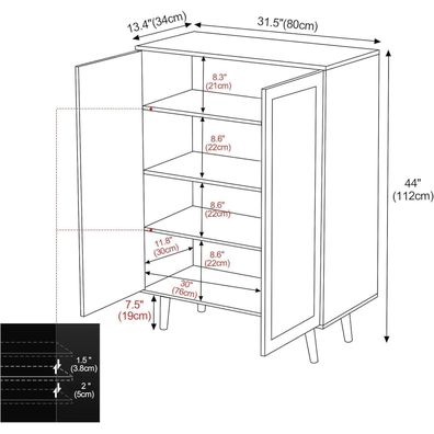 Yvsevnr Küchenschrank mit Arbeitsplatte, Buffetschrank, Sideboard für