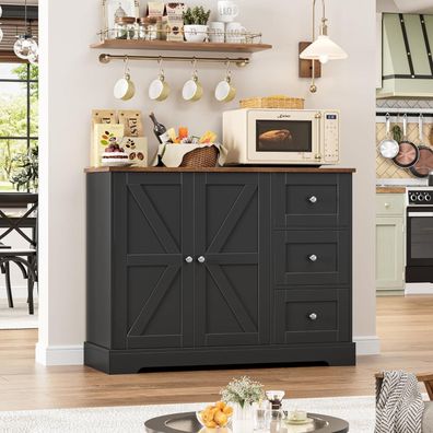 HOCSOK Sideboard mit 3 Schubladen und 2 Türen - Vielseitiger Buffetschrank für