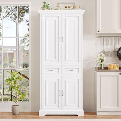 FirFurd 180cm Hochschrank Küchenschrank mit 4 Türen & 1 Schublade, Weiß