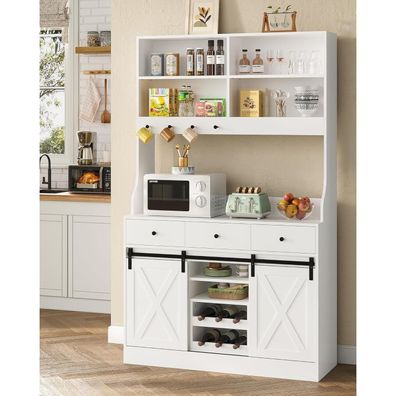 Kimenich Küchenschrank Sideboard mit LED, Steckdose, abnehmbarem Weinregal