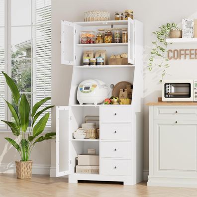 HOCSOK 163cm Küchenschrank Buffetschrank mit Arbeitsplatte, Vorratsschrank mit