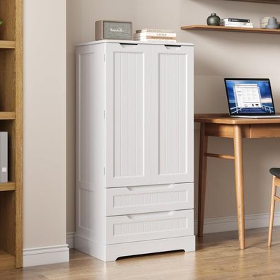 Bealife Hochschrank Küchenbuffet mit 2 Schubladen und 2 Türen, freistehend, Weiß