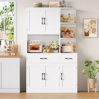 HOCSOK Küchenschrank Buffetschrank Weiß Sideboard mit 5 Türen, Eckregal, 2