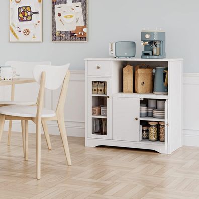 HOCSOK Küchenschrank Sideboard mit Arbeitsplatte, Mikrowellenregal, 1