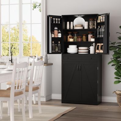 VOWNER Küchenschrank Buffetschrank mit 12 Türregalen, Hochschrank mit