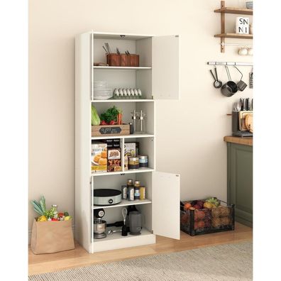Amveya Mehrzweckschrank 60 cm Breit mit Türen, Weißer Küchen-Hochschrank für