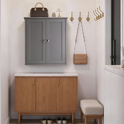 LEADZM Hängeschrank mit Tür, 60 x 18 x 60 cm, Grau Stil 3 - Vielseitig und