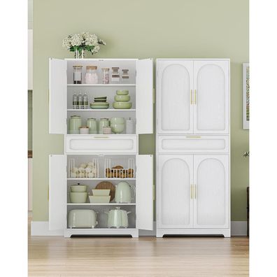 Hzuaneri Küchenschrank Hochschrank mit 4 Türen und 1 Schublade, Sideboard für