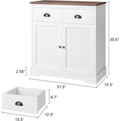 Opulenthome Küchenschrank Sideboard mit Arbeitsplatte, 2 Türen, 2 Schubladen