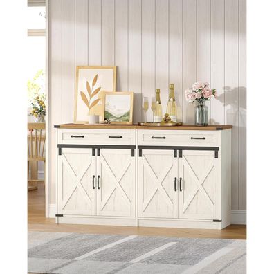 Hzuaneri Küchenschrank Sideboard mit 4 Türen und 2 Schubladen im Landhausstil