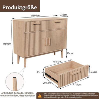 YGHQAP Küchenschrank Sideboard aus Holz mit 2 Schubladen und 2 Türen